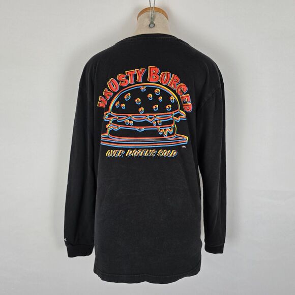 Adidas Tee Men’s Medium The Simpsons Krusty Burger Black Long Sleeve - Picture 4 of 15